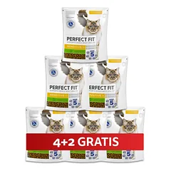 PERFECT FIT Sensitive 1+ 6 x 750 g Sausas visavertis maistas suaugusiems katėms, turintis daug kalakutienos, 4+2 NEMOKAMAI