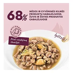 Delickcious konservai katėms su lašiša ir midijomis padaže, 85 g — 2 nuotrauka