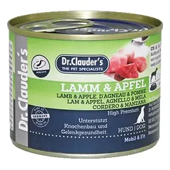 DR. CLAUDER’S drėgnas maistas šunims su ėriena ir obuoliais 10x200g