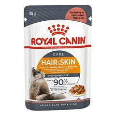 Hair & Skin Care (padaže) drėgnas pašaras katėms Royal Canin (ploni griežinėliai padaže)