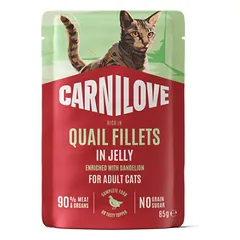 Carnilove Jelly rich in Quail enriched with Dandelion konservuotas pašaras katėms 85 g nuotrauka