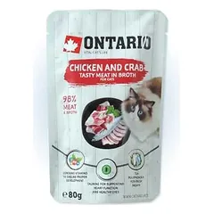 ONTARIO chicken & crab – konservai katėms su vištiena ir krabais sultinyje