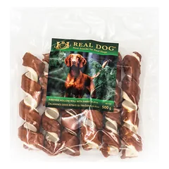 Žaliaminės odos ritinys su triušiena REAL DOG Snacks 18-20cm 500g
