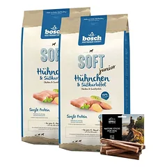 BOSCH Soft junior vištiena ir saldžiosios bulvės 2 x 12,5 kg + natūralūs  cigarai   su jautiena 7 vnt