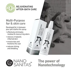 NANO SANITAS Multi-Purpose Fur And Skin Care universali augintinio kailio ir odos priežiūros priemonė, 250 ml — 2 nuotrauka