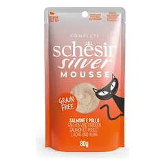 Schesir Silver putėsiai vyresnio amžiaus katėms su lašiša, 80g