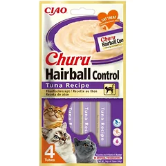 Churu nuo plaukų gumuliukų susidarymo, su tunu – kreminis skanėstas katėms, Churu Hairball, 4 x 14 g