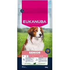 Eukanuba Life Care Senior S/M sausas maistas mažų ir vidutinių veislių senyviems šunims su ėriena ir ryžiais, 12 kg
