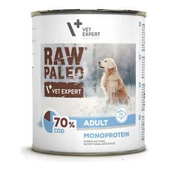 RAW Paleo Adult Monoprotein be grūdų maistas suaugusiems šunims su menke, 800 g — 2 nuotrauka