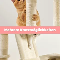 Kačių draskyklė 206 cm aukščio su 13 draskymo stulpelių — 5 nuotrauka