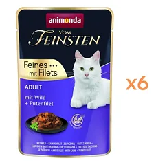 ANIMONDA Vom Feinsten Fines mit Filets Suvytinta mėsa ir kalakutų filė 6x85g drėgnas maistas katėms
