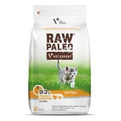 Raw Paleo Vet Expert Kitten sausas maistas kačiukams su kalakutiena ir vištiena, 2 kg