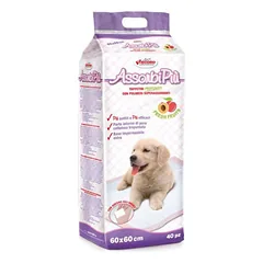AssorbiPiu Fresh Fruits Puppy Pads - mokymo kilimėliai šuniukams, su lipniomis juostelėmis, vaisių kvapo - 40 vienetų