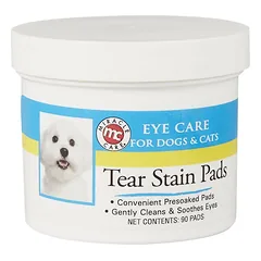 Miracle Care Tear Stain Pads 90 vnt. - pagalvėlės, skirtos pašalinti spalvos pakitimus ir dėmes po akimis, šunims ir katėms