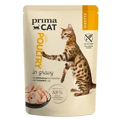 PrimaCat Classics Poultry naminių paukščių mėsa padaže suaugusioms katėms, 85 g nuotrauka