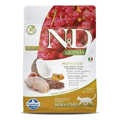 FARMINA N&D QUINOA - CAT Dry SKIN&COAT Quail&Coconut ADULT sausas maistas katėms