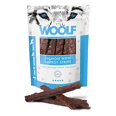 WOOLF Salmon With Carrot Strips 100g lašišos juostelės su morkomis