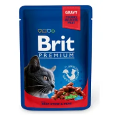BRIT PREMIUM Beef Stew & Peas konservai suaugusioms katėms 100 g parduotuvėje petreon.lt