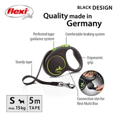 Flexi Black Design juostinis, žalias pavadėlis šunims, S, 5 m — 2 nuotrauka