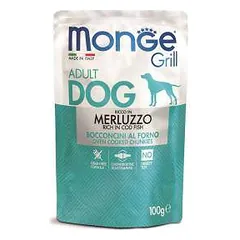 Monge Grill Dog Pouches drėgnas maistas šunims su menke, 100 g