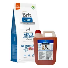 BRIT CARE Dog Hypoallergenic Adult Large Breed Lamb 12kg + LAB V Lašišų aliejus šunims ir katėms 5000ml