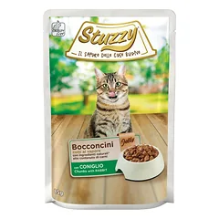 Stuzzy Bocconcini, šlapias maistas katėms, triušiena želatinoje, 85 g, maišelis nuotrauka