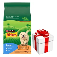 Friskies Junior Maistas šuniukams su vištiena ir daržovėmis su pienu 10 kg + Staigmena ŠUNIUI