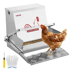 Automatinė viščiukų šėrykla VEVOR SS-00095, 18,14 kg talpa, Sidabrinė, 47–53,5 × 42,5 × 40,5 cm