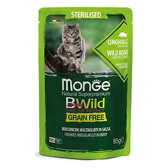 Monge Bwild Adult Sterilised Wild Boar with Vegetables begrūdžiai konservai katėms padaže