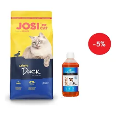 JOSERA JosiCat Crispy Duck 10 kg + LAB V Lašišų aliejus šunims ir katėms 500ml