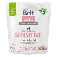 BRIT CARE Dog Sustainable Sensitive fish insekt suaugusiems šunims su žuvimi ir vabzdžiais 1 kg