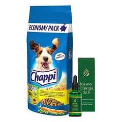 CHAPPI 13,5 kg - sausas maistas šunims su paukštiena ir daržovėmis + LAB-V Omega 3 ir 6 riebalų rūgštys bendrai šunų ir kačių sveikatos, kailio ir odos būklei gerinti 50ml