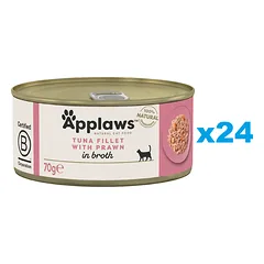 APPLAWS Cat Adult Tuna with Prawn in Broth tunas ir krevetės sultinyje 24x70g