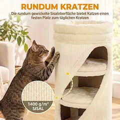 Kačių draskyklė 4 aukštų su nuimamu plaunamu guoliu, smėlinė, 75 cm — 5 nuotrauka