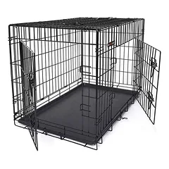 Metalinis dviejų durų narvas šuniui 106 x 77,5 x 70 cm XXL dydžio, juodos spalvos