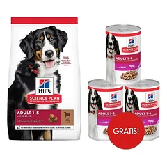 HILL'S Science Plan Canine Adult Large Breed Lamb&Rice 14 kg sausas pašaras didelių veislių suaugusiems šunims su ėriena ir ryžiais + 3 skardinės HILL'S šlapio pašaro dovanų.