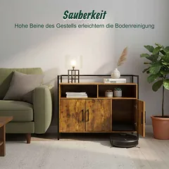 Kačių tualeto spintelė Relaxdays 10052201_1509, 2 durelės, 2 atviri skyriai, 90 × 74 × 45 cm — 3 nuotrauka