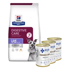 HILL'S PD Prescription Diet Canine i/d Low Fat 12kg + ENZO VET Žarnyno dieta šunims su ėriena 3x400g
