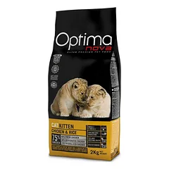Optima Nova Kitten Chicken & Rice vieno baltymo pašaras katėms iki 12 mėn nuotrauka