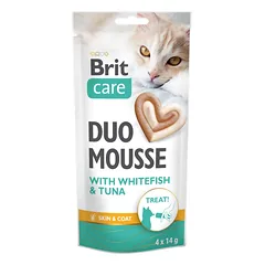 BRIT Care Cat Creamy Duo Mousse Whitefish and Tuna 4x14 g kreminis skanėstas katėms su balta žuvimi ir tuniku