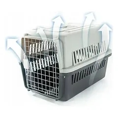 Didelis gyvūnų transportavimo narvas katėms, šunims ir triušiams iš tvirto plastiko 48x30x32 cm — 4 nuotrauka