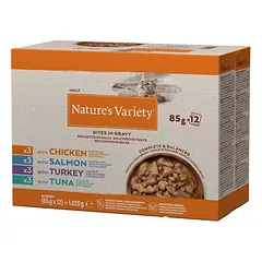 Nature's Variety Bites padaže, drėgnas maistas katėms, ekonominė pakuotė 48 x 85 g — 2 nuotrauka