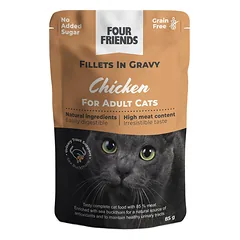 Four Friends Adult Chicken drėgnas ėdalas katėms su vištiena padaže, 85 g