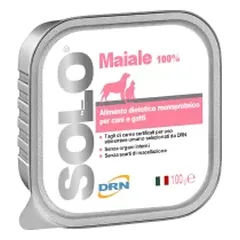 Vieno baltymo dieta Solo Maiale (Kiauliena) konservai šunims ir katėms