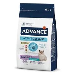 Advance Hairball Sterilized Sausas Maistas Katėms nuo plaukų gumuliukų