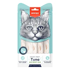 Wanpy skanėstas katėms, Creamy treats, su tunu ir menke, 70 g (5x14g)