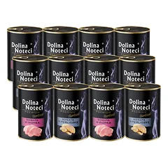 DOLINA NOTECI Premium sterilizuotoms katėms, turtingas kalakutiena/perlinė višta, 12x400g