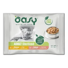 Oasy Multipack guliašas su vištiena ir lašiša sterilizuotoms katėms