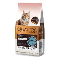 Quattro Collagen Senior sausas pašaras su balta žuvimi ir kriliumi senyvoms katėms