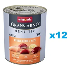 ANIMONDA GranCarno Sensitiv Pure Chicken&Rice 12x800 g vištiena su ryžiais jautriems suaugusiems šunims